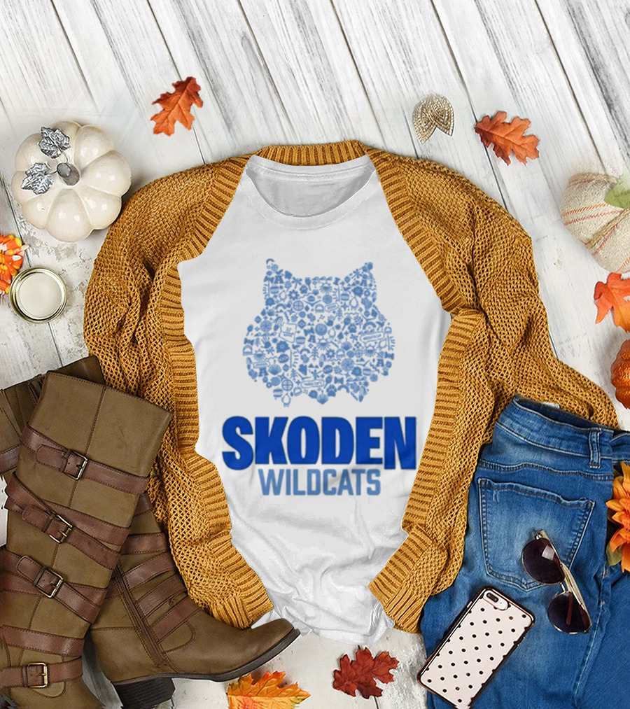 Skoden Wildcats Blue Emblem with Symbols T-Shirt