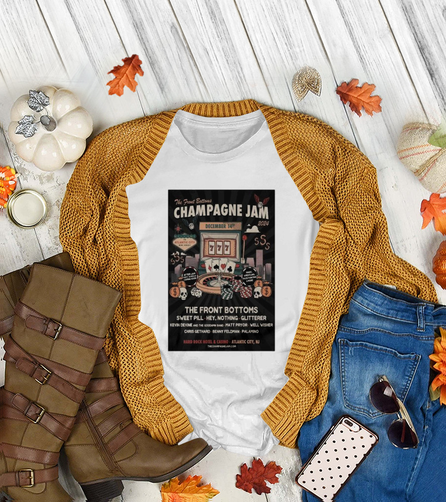 The Front Bottoms Champagne Jam 2024 December 14 Atlantic City NJ Hard Rock Hotel and Casino T-Shirt