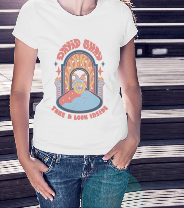 David Shaw Take A Look Inside Tour Psychedelic Portal Design With Stars And Clouds T-Shirt