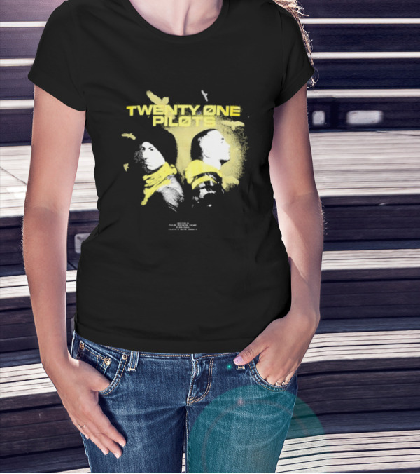 Twenty One Pilots Back 2 Back Eagle Silhouette Duo Yellow Accents T-Shirt