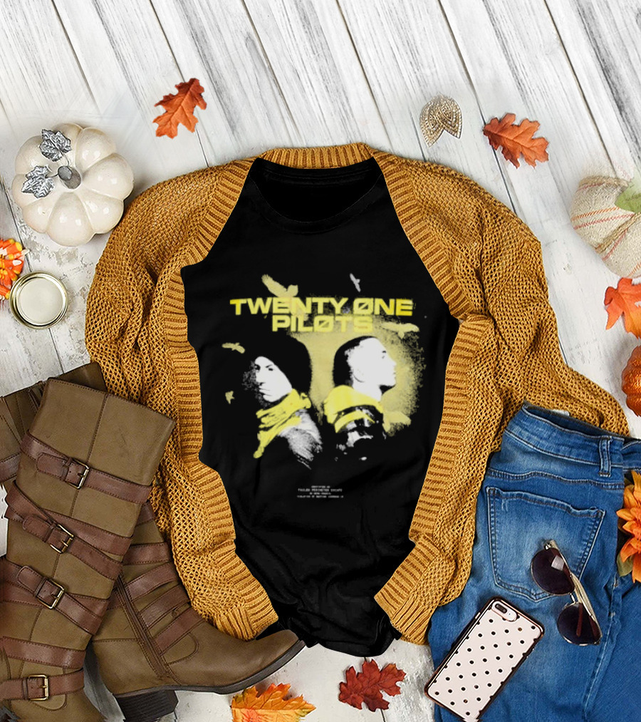 Twenty One Pilots Back 2 Back Eagle Silhouette Duo Yellow Accents T-Shirt