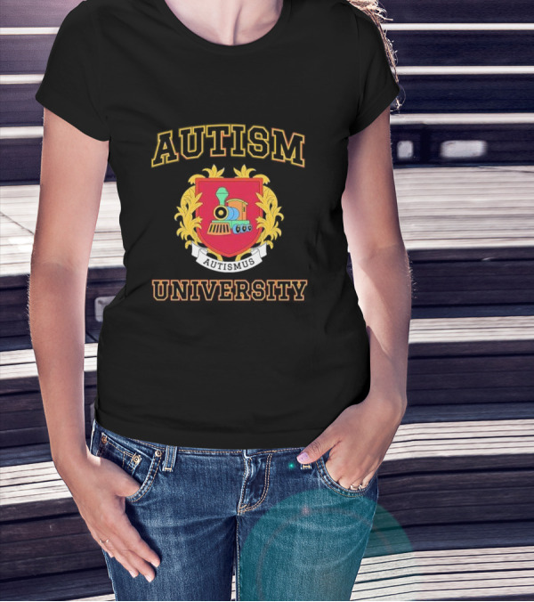 Autismus Autism University Train Emblem Crest T-Shirt