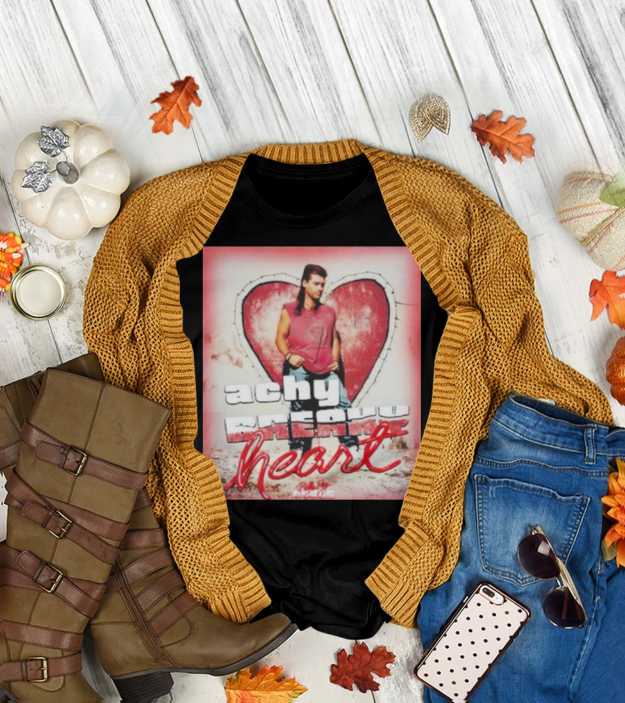 Billy Ray Cyrus Achy Breaky Heart Vintage Style Red Heart Background T-Shirt