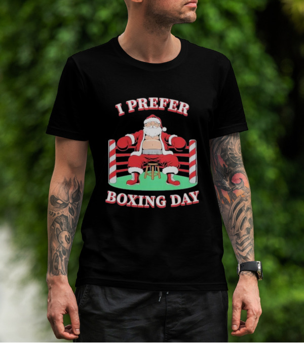 I Prefer Boxing Day Santa In Boxing Ring With Candy Cane Ropes T-Shirt