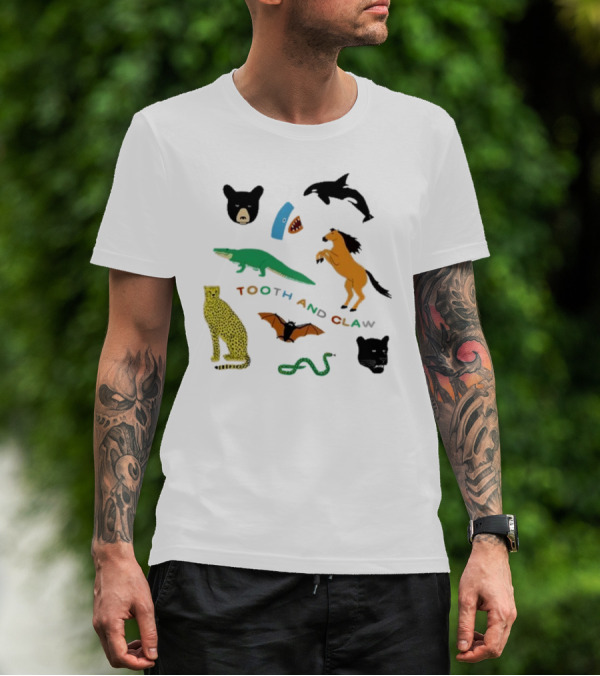 Tooth And Claw Animals Bear Shark Dolphin Horse Crocodile Cheetah Bat Snake Panther Pigment Plum T-Shirt