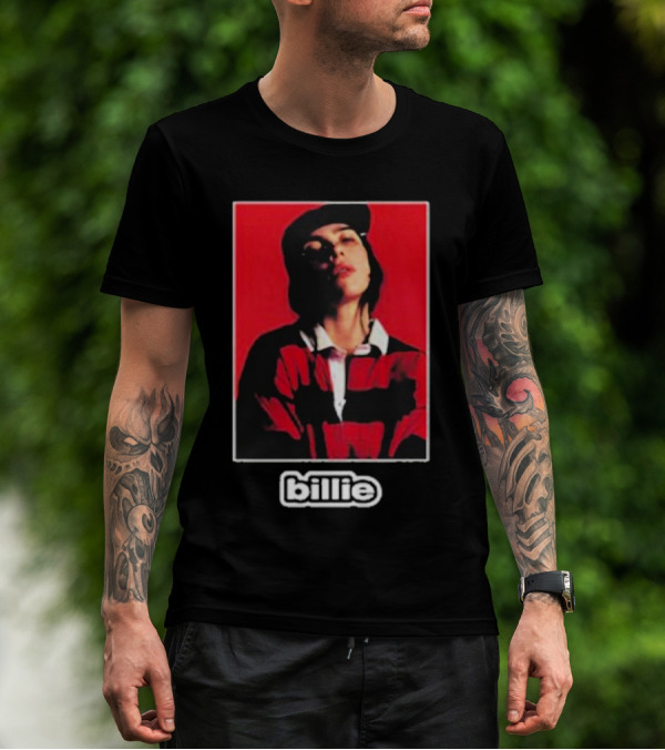 Billie Eilish Red Black Striped Shirt Photo Billie T-Shirt