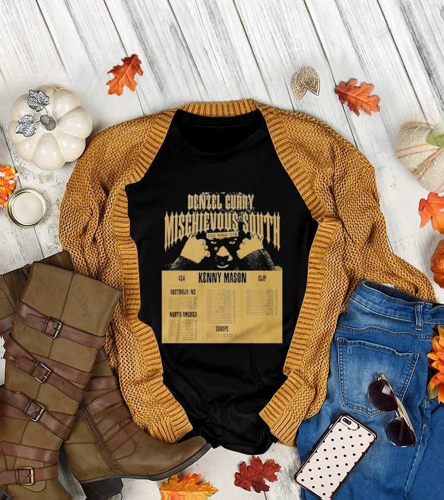 Denzel Curry Mischievous South Tour 2025 Kenny Mason 454 Clip Australia NZ North America Europe T-Shirt