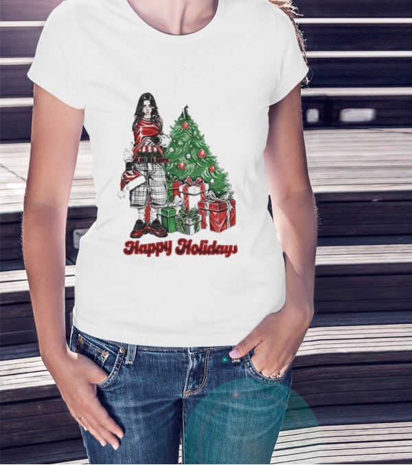 Happy Holidays From Billie Eilish Christmas Tree And Gifts T-Shirt