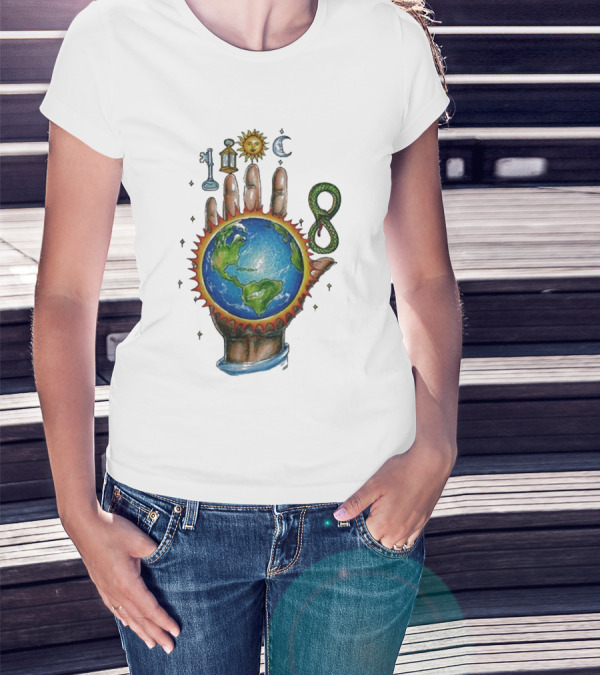 John Summit World Sun Moon Palm Symbol 8 Snake T-Shirt