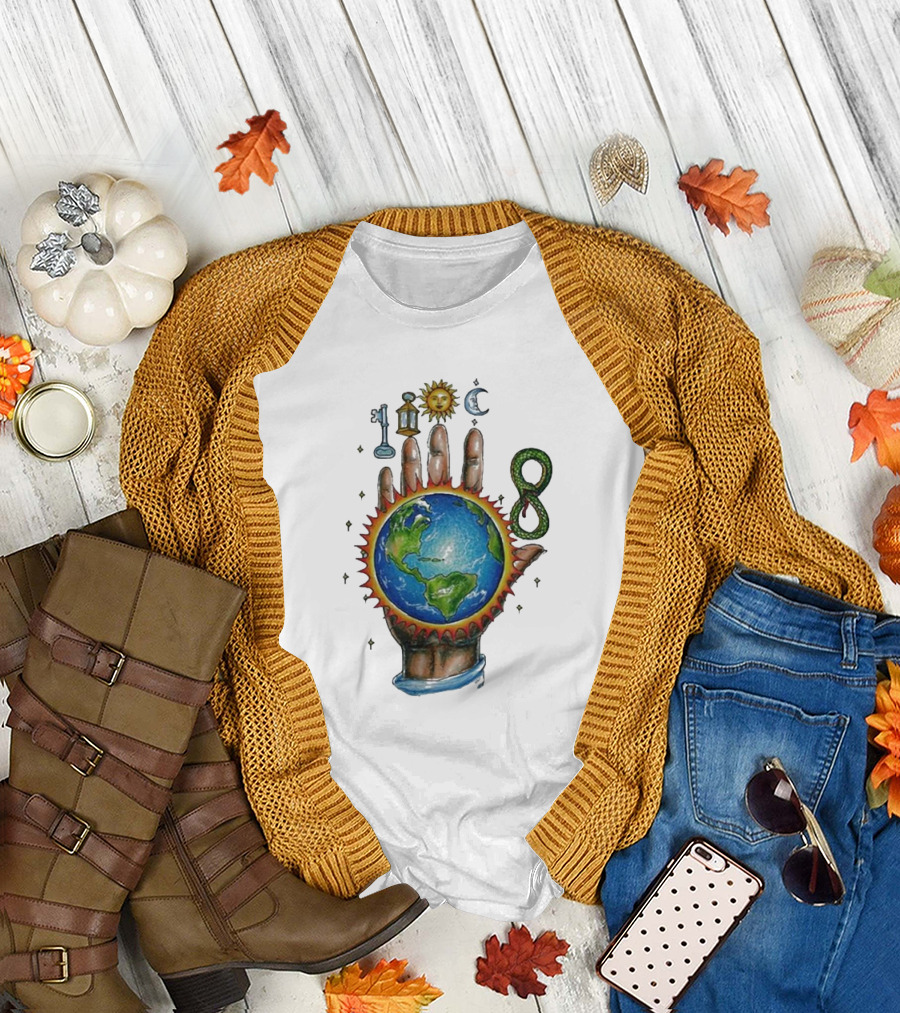 John Summit World Sun Moon Palm Symbol 8 Snake T-Shirt