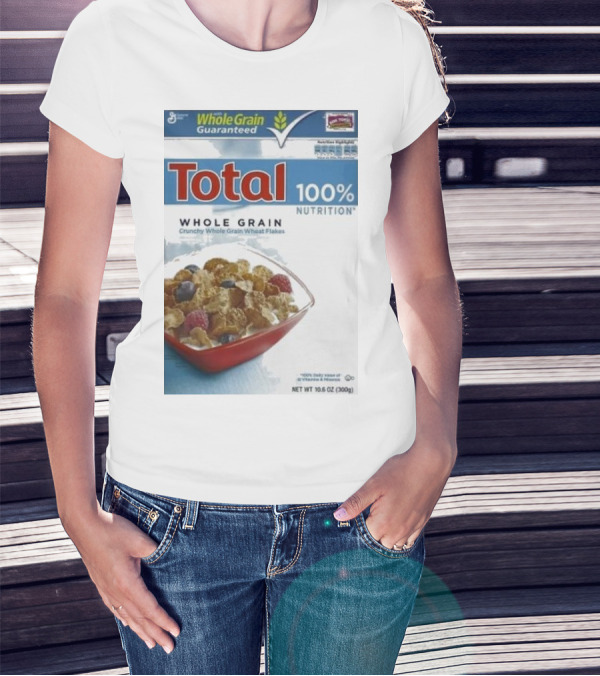 Total 100% Nutrition Whole Grain Crunchy Wheat Flakes Breakfast Cereal Box T-Shirt