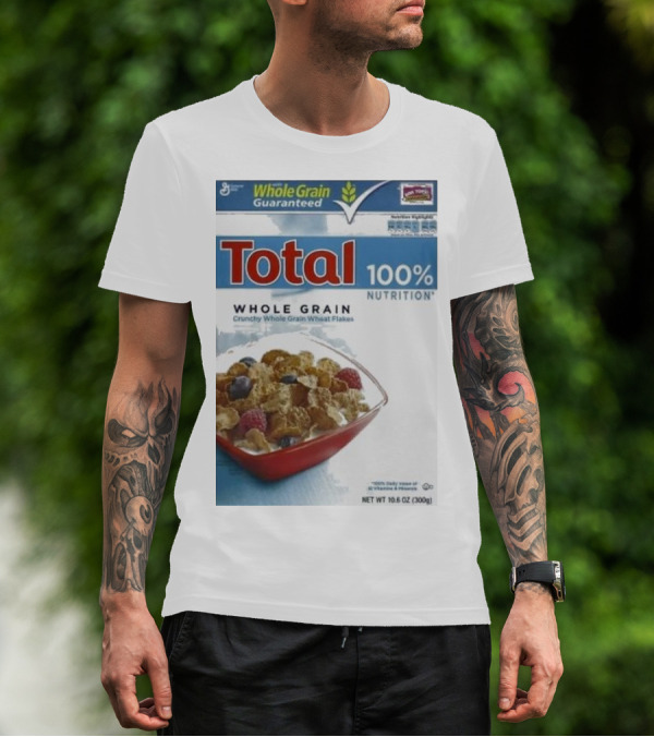Total 100% Nutrition Whole Grain Crunchy Wheat Flakes Breakfast Cereal Box T-Shirt