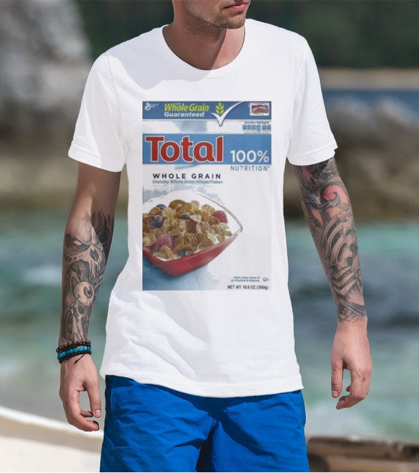 Total 100% Nutrition Whole Grain Crunchy Wheat Flakes Breakfast Cereal Box T-Shirt