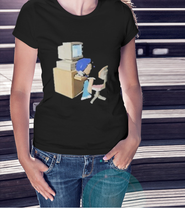 Nikki Carreon Internet Fatigue Vintage Computer Cartoon Figure T-Shirt