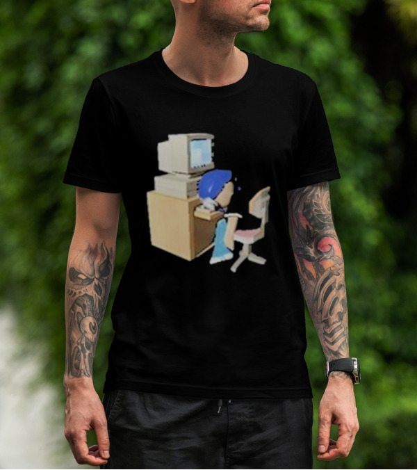 Nikki Carreon Internet Fatigue Vintage Computer Cartoon Figure T-Shirt