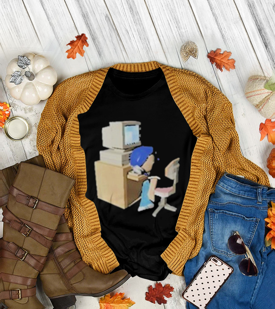 Nikki Carreon Internet Fatigue Vintage Computer Cartoon Figure T-Shirt