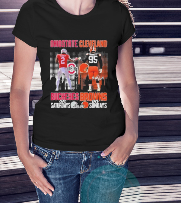 Ohio State Cleveland Buckeyes Browns On Saturdays On Sundays T-Shirt
