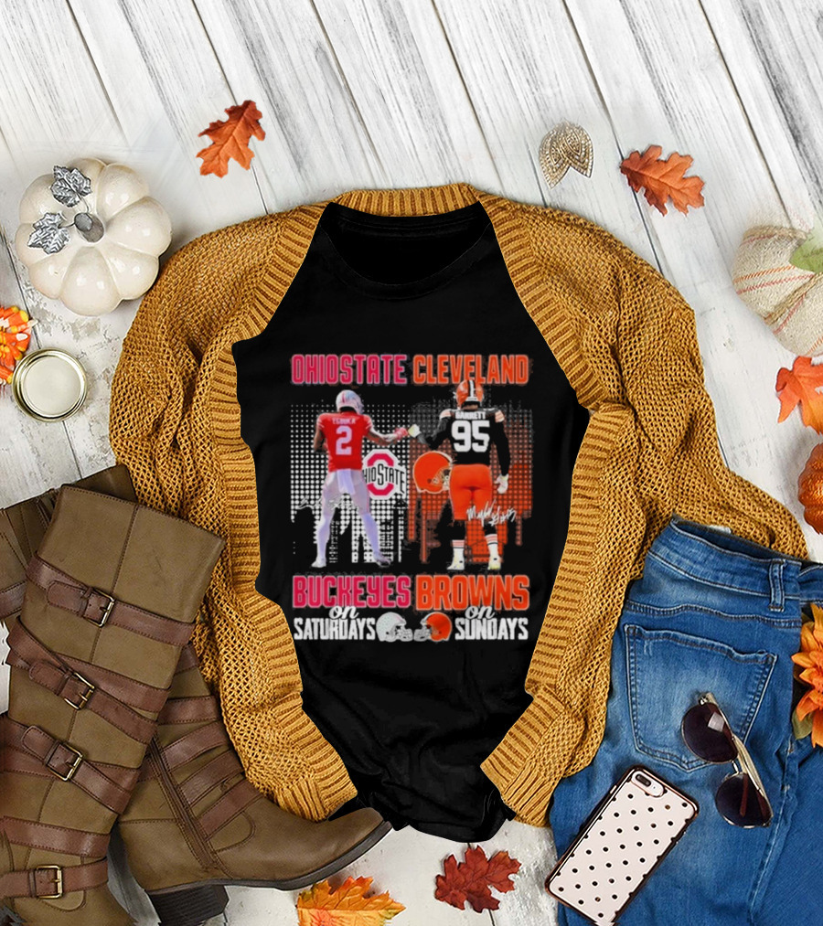 Ohio State Cleveland Buckeyes Browns on Saturdays on Sundays T-Shirt