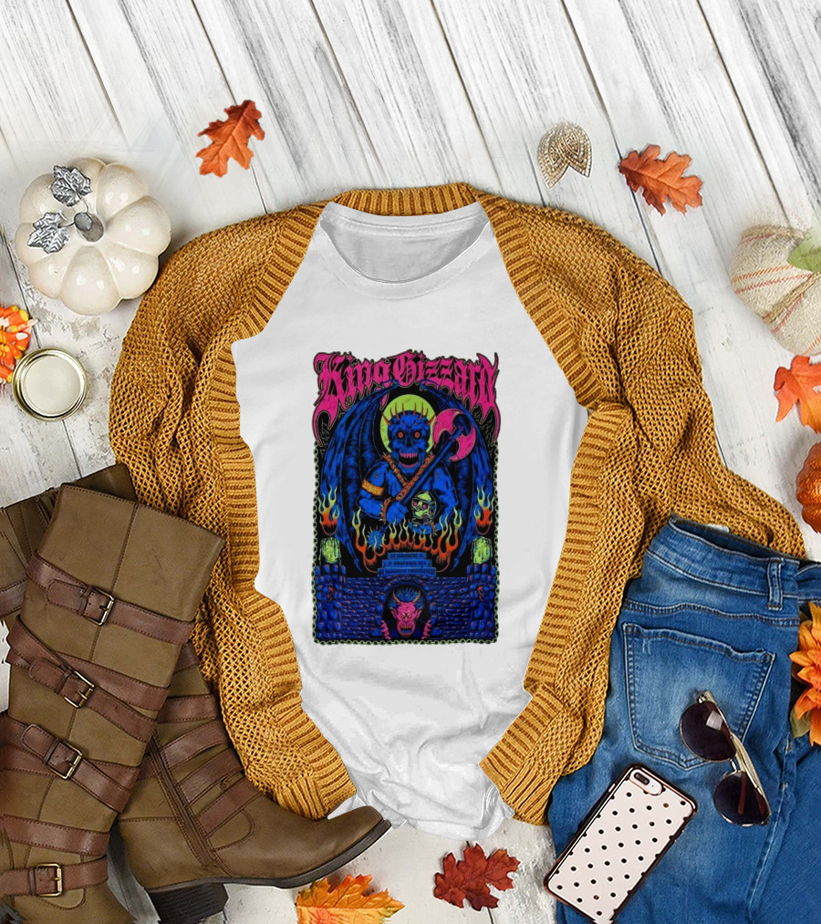 King Gizzard And The Lizard Wizard Nov 20 2024 The St. Augustine Amphitheatre St Augustine FL Tour Flaming Demon Axe Warrior T-Shirt