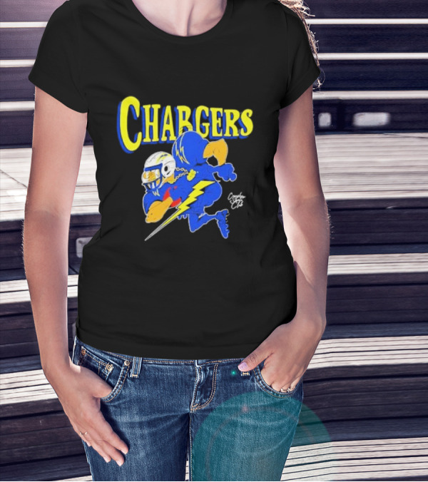 Chargers Crenshaw Skate Club Football Player Lightning T-Shirt