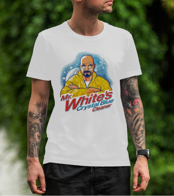 Mr. White's Crystal Blue Cleaner Breaking Bad Iconic Yellow Jacket Character T-Shirt