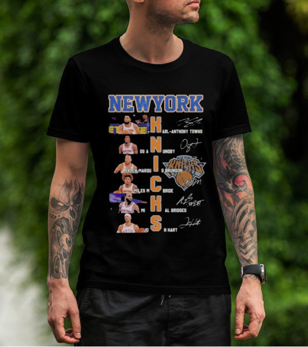 New York Knicks Karl-Anthony Towns OG Anunoby Jalen Brunson Miles McBride Mikal Bridges Josh Hart Signature Players T-Shirt
