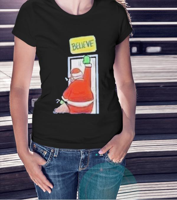 Santa Ted Lasso Believe Christmas Holiday Image T-Shirt