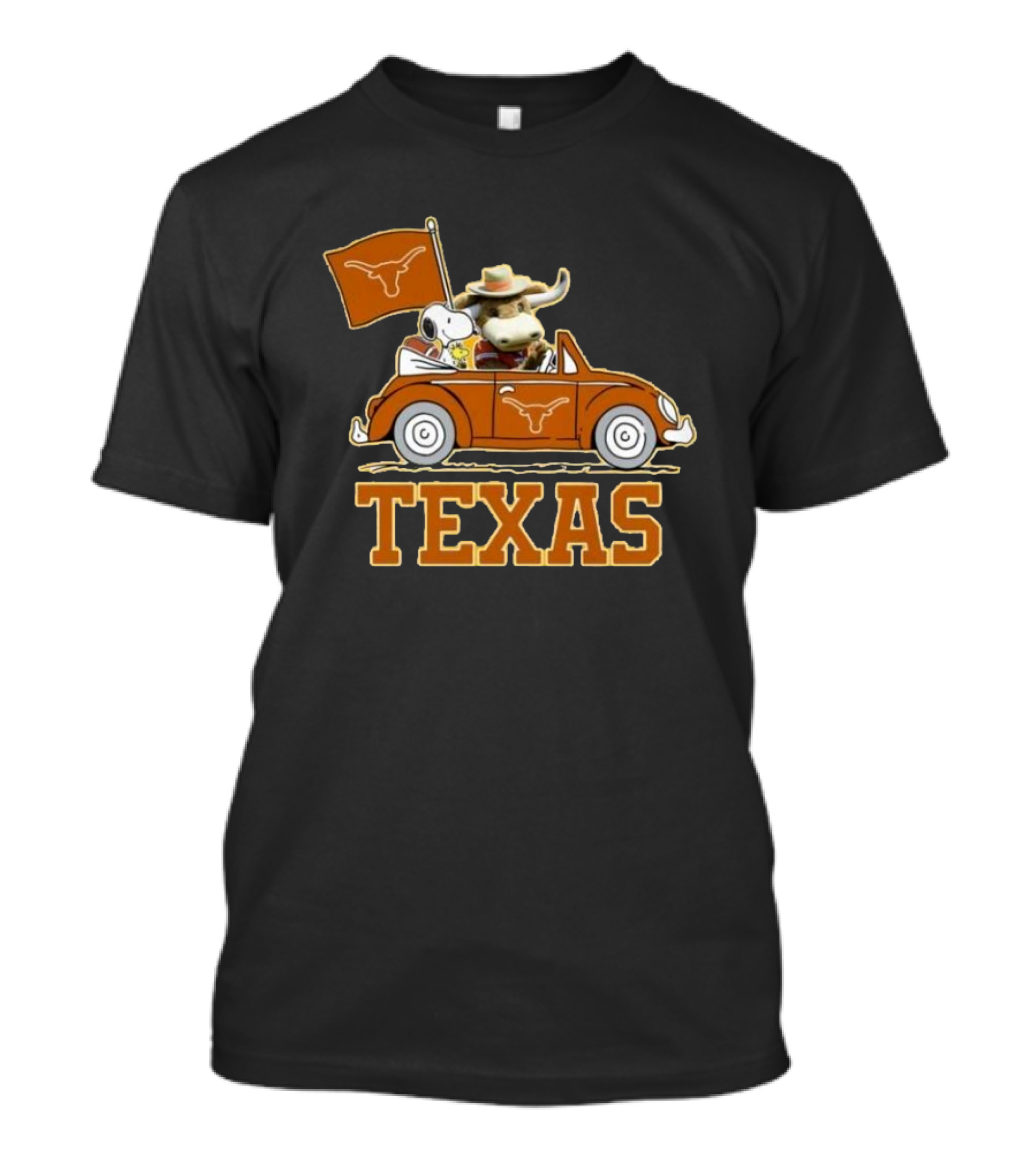 Texas Always Go For All 2D Longhorn Bevo Snoopy Car T-Shirt