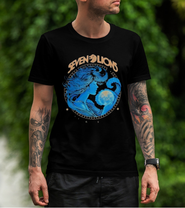 Seven Lions Worlds Apart Celestial Woman Holding Earth T-Shirt