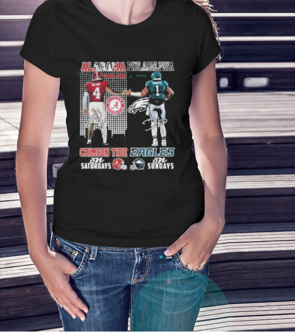 Alabama Crimson Tide Saturdays Philadelphia Eagles Sundays Signature T-Shirt