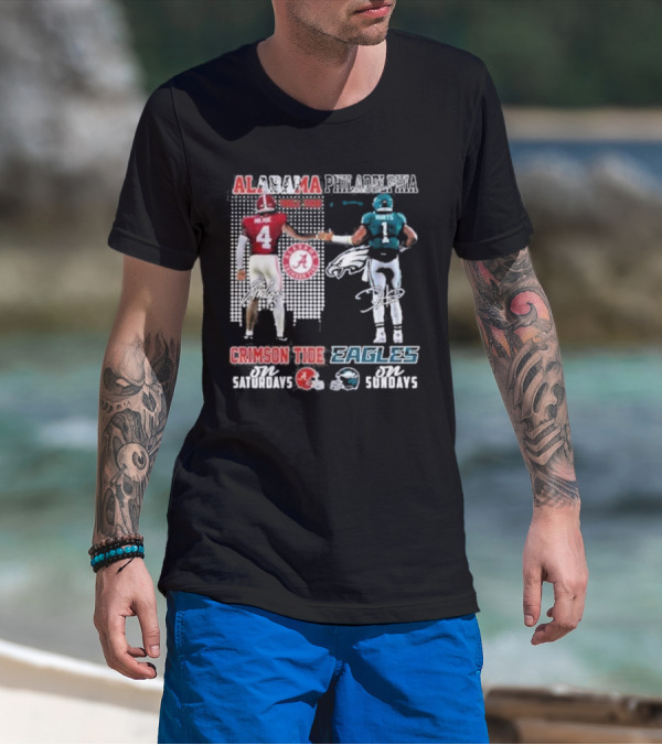 Alabama Crimson Tide Saturdays Philadelphia Eagles Sundays Signature T-Shirt