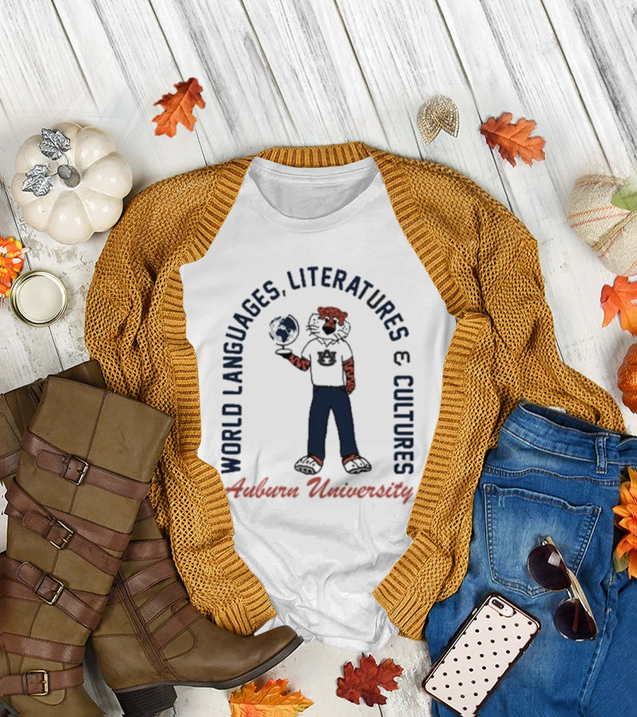 Auburn University World Languages Literatures and Cultures Aubie with Globe T-Shirt