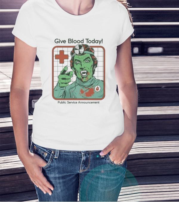 Give Blood Today Public Service Announcement Zombie Doctor T-Shirt