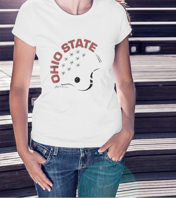 Ohio State Helmet Design With Buckeye Leaves T-Shirt