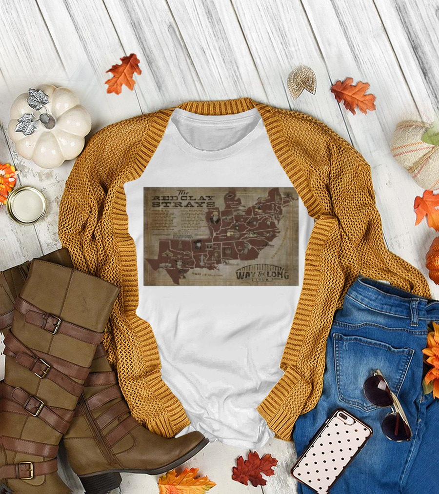 The Red Clay Strays Way Too Long Tour Map T-Shirt