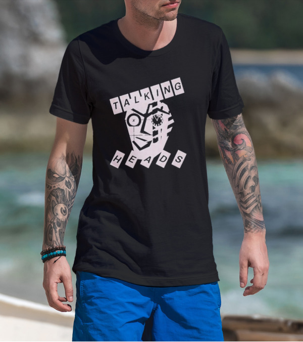 TALKING HEADS Face Art With Text Blocks T-Shirt