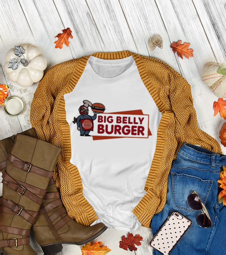 Big Belly Burger Logo with Chef Holding Burger T-Shirt