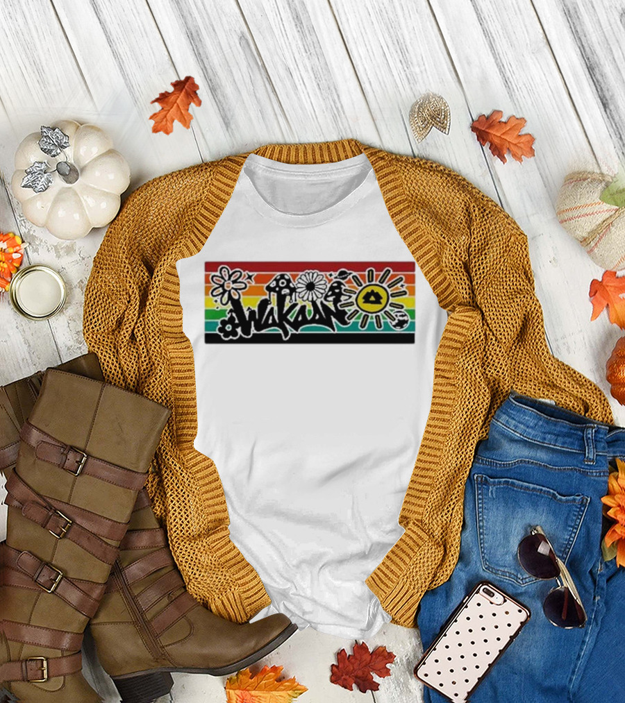 Wakaan Psychedelic Flower and Mushroom Rasta Sun T-Shirt