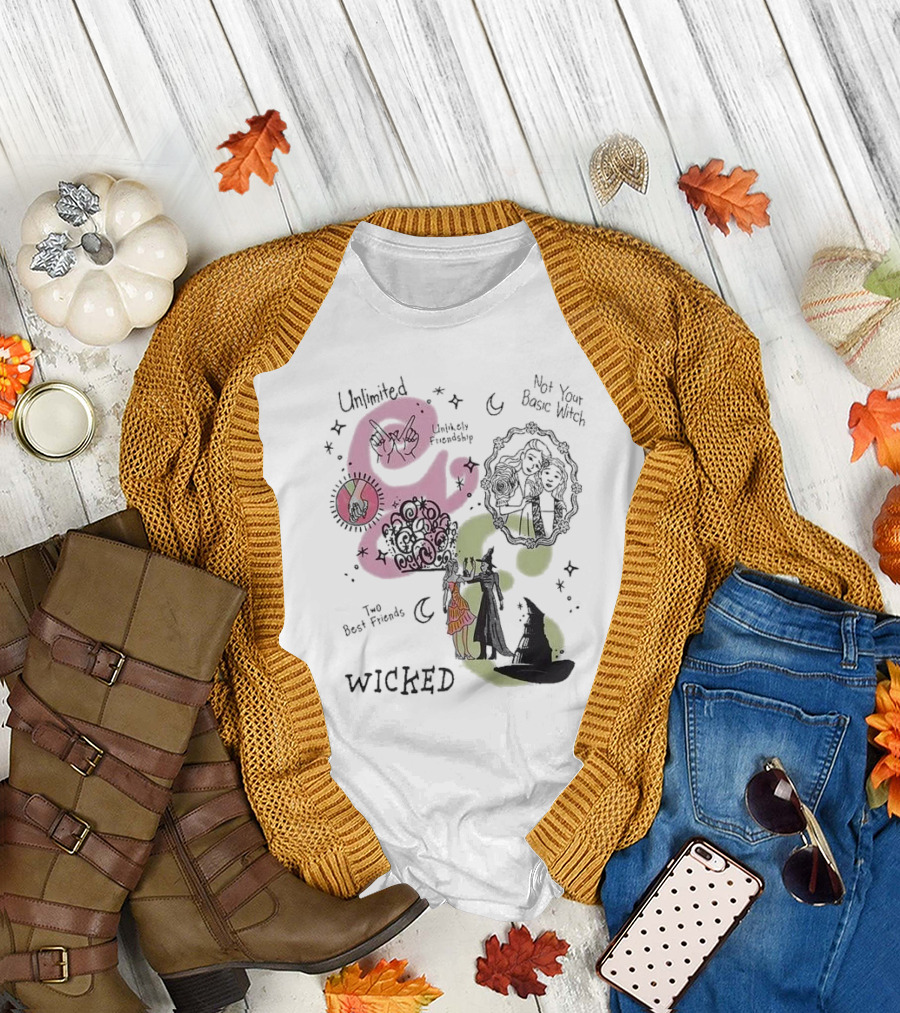 Wicked Elphaba and Glinda Unlimited Friendship Not Your Basic Witch Two Best Friends T-Shirt