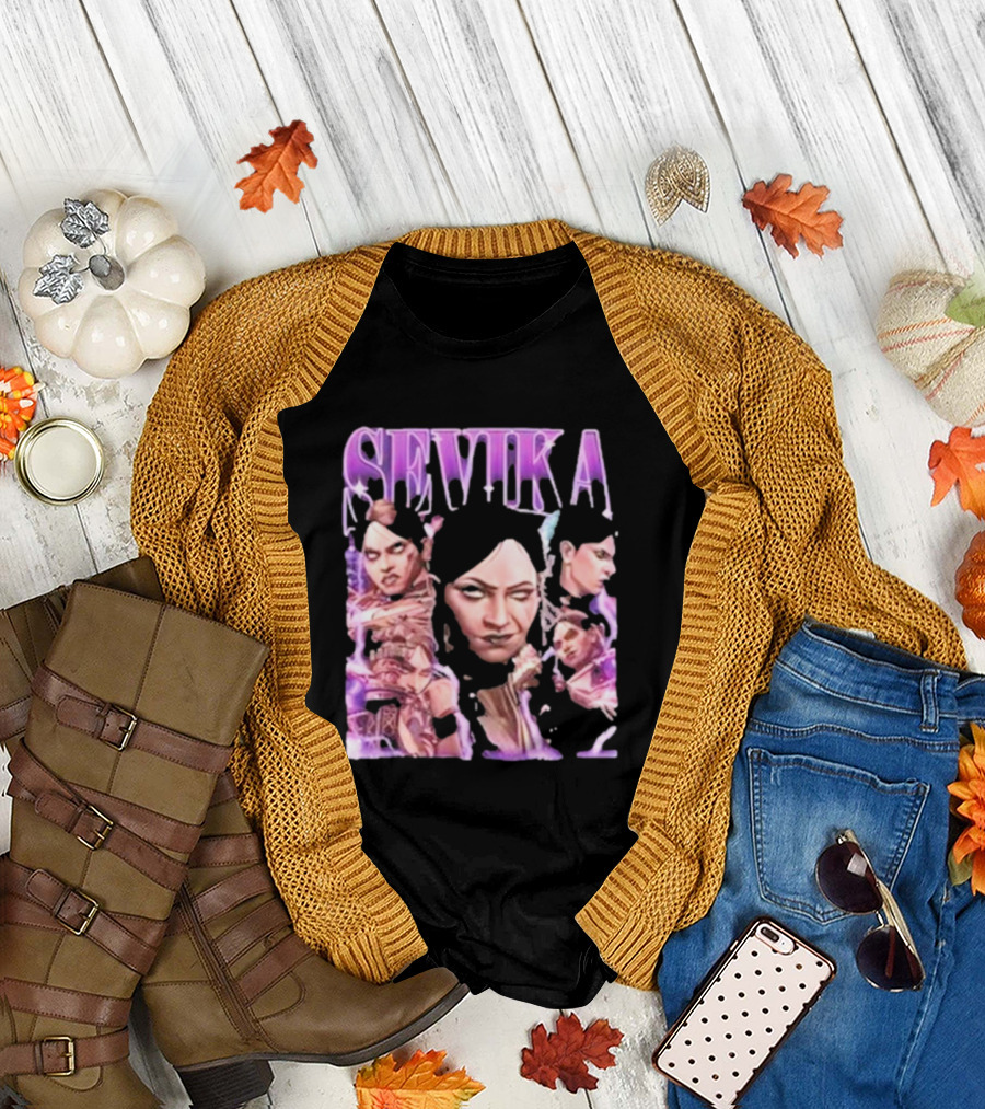 SEVIKA Arane Character Collage Graphic Purple Tones T-Shirt