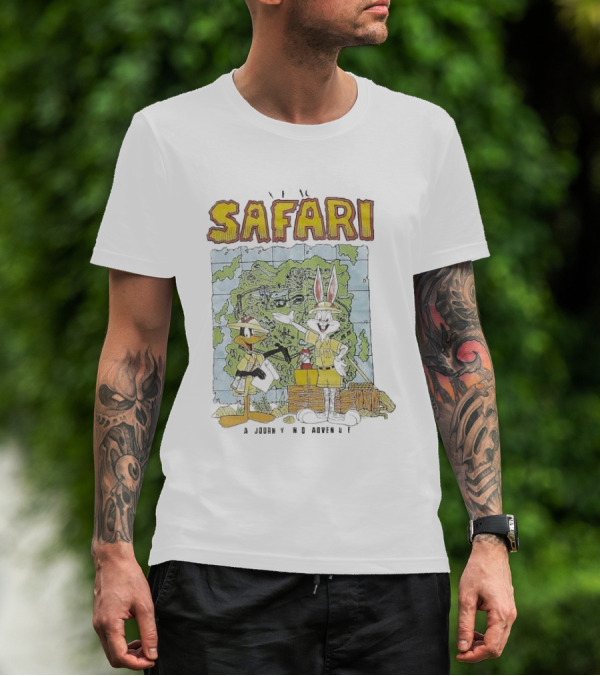 Safari Adventure With Iconic Cartoon Characters Map Exploration T-Shirt