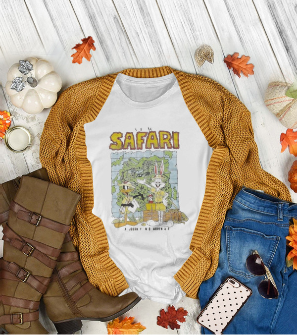 Safari Adventure With Iconic Cartoon Characters Map Exploration T-Shirt