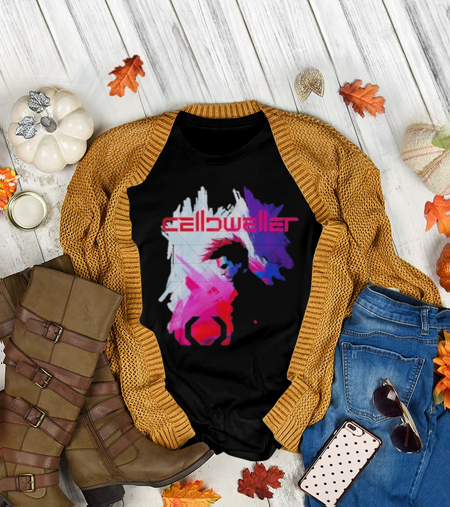 Celldweller the Sentinel Neon Abstract Portrait with Geometric Accent T-Shirt