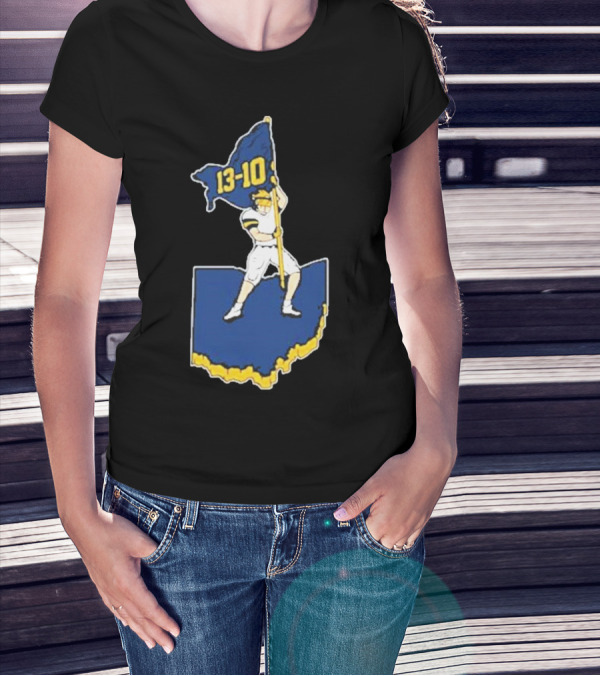 13-10 Michigan Flag Football Victory Over Ohio Outline T-Shirt