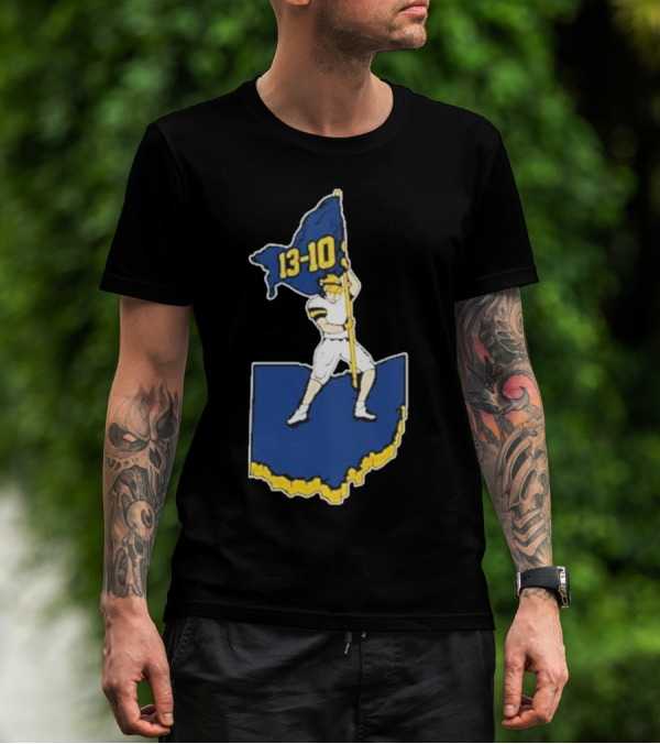 13-10 Michigan Flag Football Victory Over Ohio Outline T-Shirt