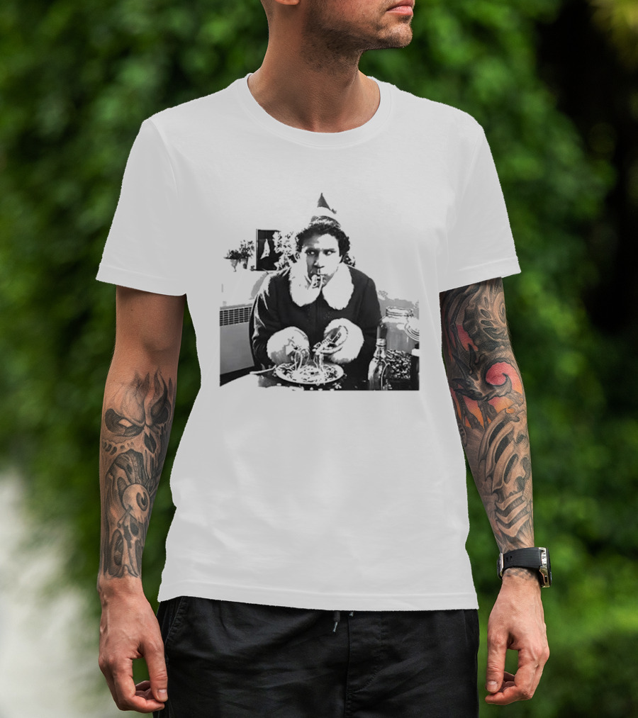 Elf Eating Spaghetti Christmas T-Shirt