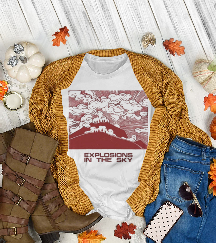 Explosions In The Sky Red Clouds Mountain Landscape T-Shirt