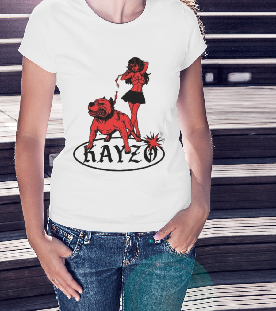 Kayzo Unleashed Red Dog And Woman T-Shirt