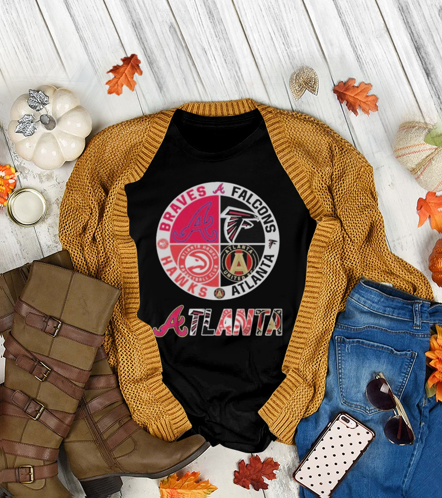 Atlanta Braves Falcons Hawks United FC Logos T-Shirt