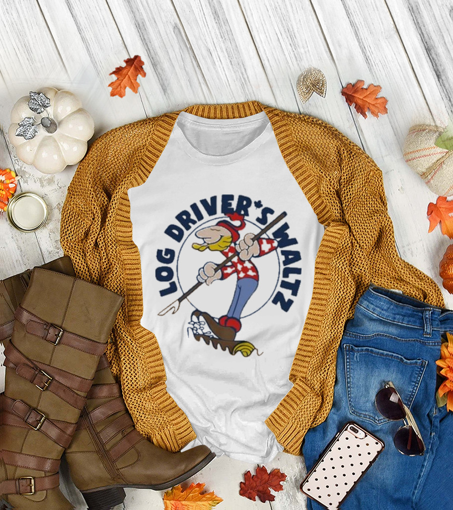 Log Driver’s Waltz Cartoon Character in Red Plaid and Blue Jeans T-Shirt